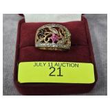 STERLING SILVER MULTI-GEMSTONE RING, SZ-8