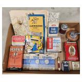 PLUNDER BOX W/ MAPS, LIGHTERS, TINS & MORE