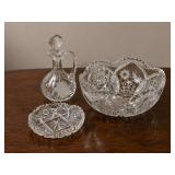 LOT OF 3- VINTAGE AMERICAN BRILLIANT GLASS PIECES