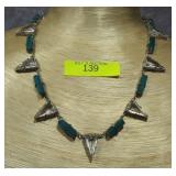 14' STERLING SILVER CHRYSOPRASE & CRYSTAL NECKLACE