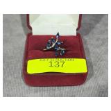 STERLING SILVER SAPPHIRE CRYSTAL RING, SZ-8