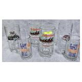 LOT OF 6- ASST. ADVERTISING GLASS BEER STEINS