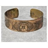 NATIVE AMERICAN ETCHED COPPER CUFF BRACELET