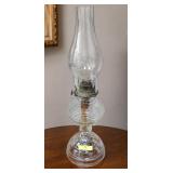 VINTAGE GLASS 'RIBBED BEEHIVE' GLASS OIL LAMP