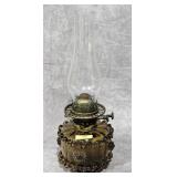17' ANTIQUE GLASS 'SUNFLOWER' OIL LAMP