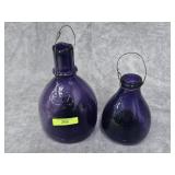 2- VINTAGE AMETHYST GLASS FLYCATCHERS