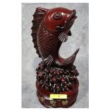 10' CHINESE EXPORT CINNABAR RESIN KOI FISH STATUE