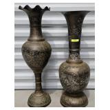 23' & 24' ETCHED BRASS VASES