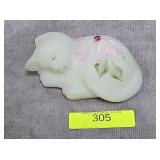 3' FENTON GLASS PAINTED CAT FIGURE