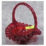 6' FENTON GLASS RUBY BASKET