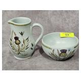 VINTAGE BUCHAN POTTERY SCOTLAND SUGAR & CREAMER