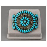 NATIVE AMERICAN STERLING TURQUOISE CUFF BRACELET