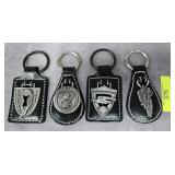 4- HARLEY DAVIDSON LEATHER & PEWTER KEYCHAINS