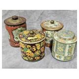 GROUP OF 4- VINTAGE LIDDED TINS