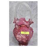 10' FENTON GLASS CRANBERRY BASKET