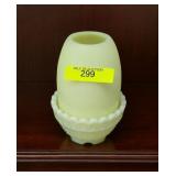 4.5' FENTON GLASS SATIN VASELINE FAIRY LAMP