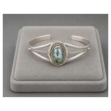 NATIVE AMERICAN STERLING & LARIMAR CUFF BRACELET