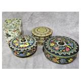 LOT OF 4- VINTAGE LIDDED TINS