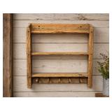 PRIMITIVE PINE WALL SHELF W/ HANGERS