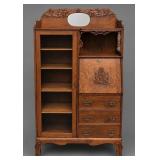 ANTIQUE TIGER OAK SIDE BY SIDE BOOKCASE