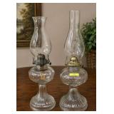 2- ANTIQUE GLASS OIL LAMPS