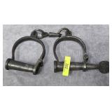 SET OF 8' CAST IRON HAND SHACKLES W/ KEYS