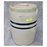 3-GALLON BANDED CROWN POTTERY CHURN