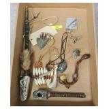 LOT OF ASST. NATIVE AMERICAN PIPES, PINS & JEWELRY
