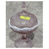 10' FENTON GLASS 'LILY OF THE VALLEY' COMPOTE