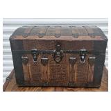 VINTAGE CAMEL BACK WOOD & ALLIGATOR SKIN TRUNK