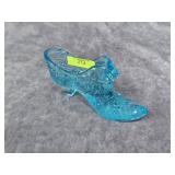 FENTON GLASS AQUA CAT SLIPPER