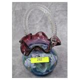 7.5' FENTON GLASS PAINTED BASKET