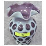 5.5' FENTON GLASS AMETHYST COIN DOT VASE