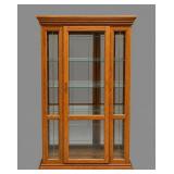 OAK LIGHTED GLASS SHELF CABINET