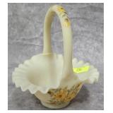 7.5' FENTON GLASS PAINTED CAMEO BASKET
