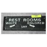 8' CAST IRON L&N RESTROOM SIGN