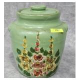 10' PAINTED STONEWARE LIDDED CROCK