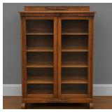 ANTIQUE TIGER OAK 4-SHELF CABINET