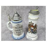 2- GERMAN PORCELAIN BEER STEINS