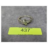STERLING SILVER ~.25CT DIAMOND RING, SZ-9