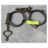 SET OF 9' CAST IRON HAND SHACKLES W/ KEY