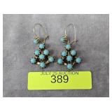 PAIR OF 1.5' STERLING SILVER TURQUOISE EARRINGS