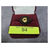 STERLING SILVER ~2CT CITRINE RING, SZ-6