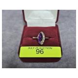 STERLING SILVER ~3CT AMETHYST RING, SZ-7