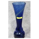 11' ART GLASS COBALT VASE