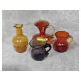 LOT OF 4- BLENKO GLASS PITCHERS
