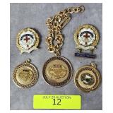 LOT OF 5- GOLD FILLED GREENWOOD MILLS & OTHER PINS