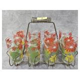 SET OF 8- VINTAGE HAZEL ATLAS TUMBLERS W/ CARRIER