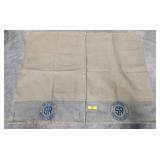 4- VINTAGE SOUTHERN RAILWAY CLOTH HEADREST COVERS