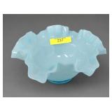 7' FENTON GLASS AQUA BLUE BOWL